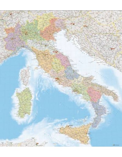 Mappa dell'Italia Politica - PANNELLO 120x135 cm