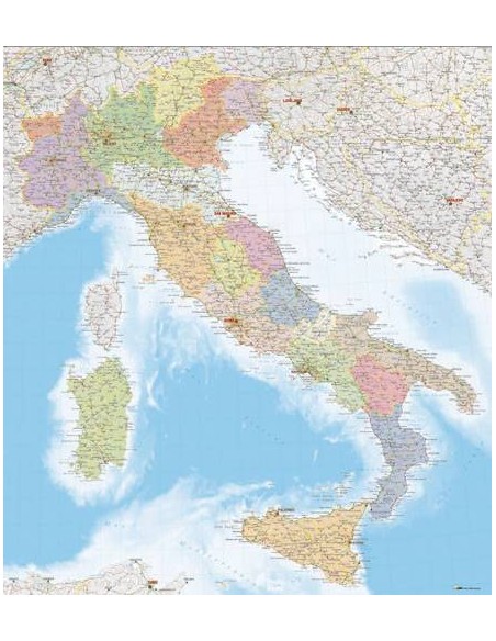 Mappa dell'Italia Politica - PANNELLO 120x135 cm