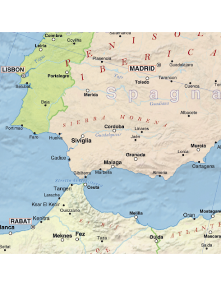 Mappa dell'Europa Fisica - PANNELLO 120x160 cm