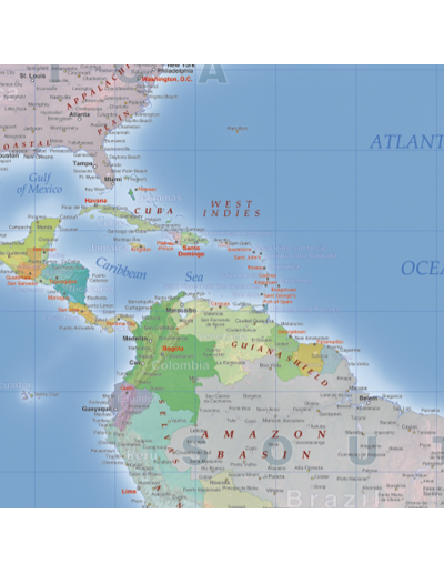 Mappa del Mondo (Hypsometric) - PANNELLO 200 x...